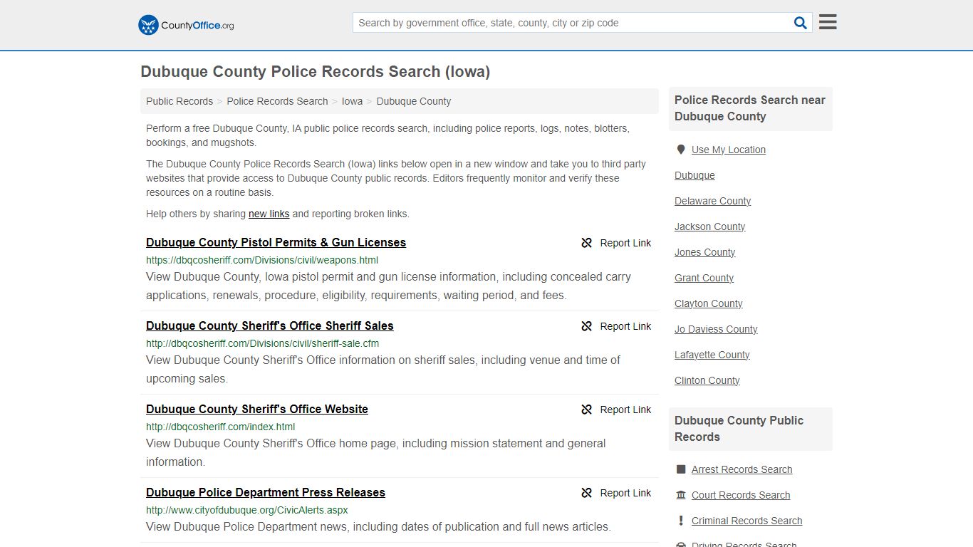 Dubuque County Police Records Search (Iowa) - County Office