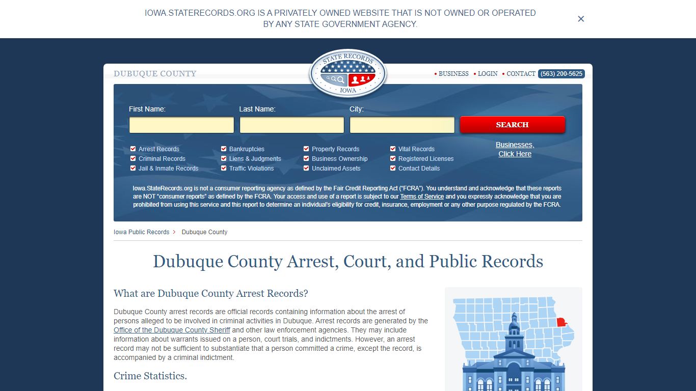 Dubuque County Arrest, Court, and Public Records